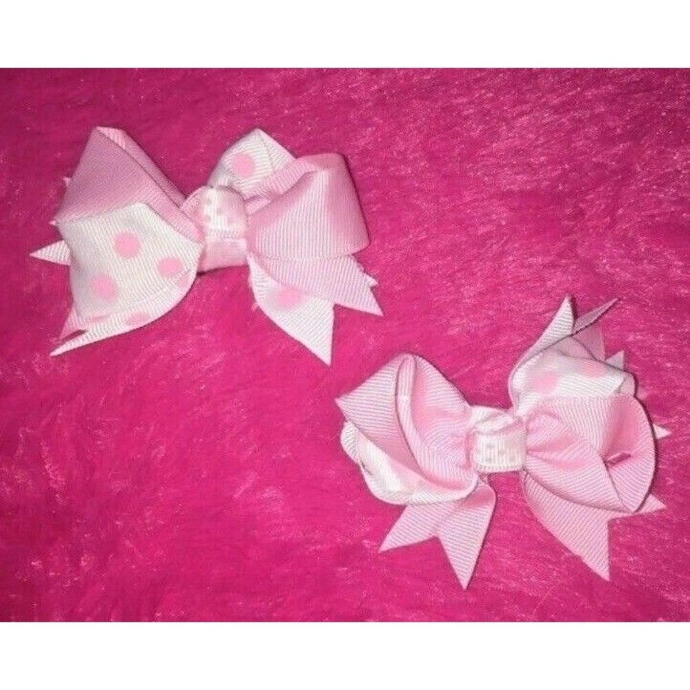 Girls Hair Bow Set Girls Cheer Childrens Baby Pink Dance Pigtails Mini FS